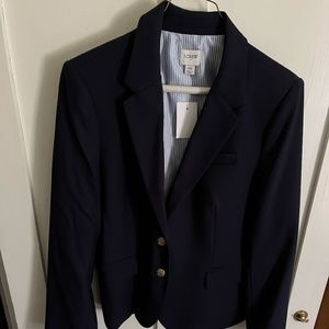 J. Crew Navy Schoolboy Blazer with gray accent collar